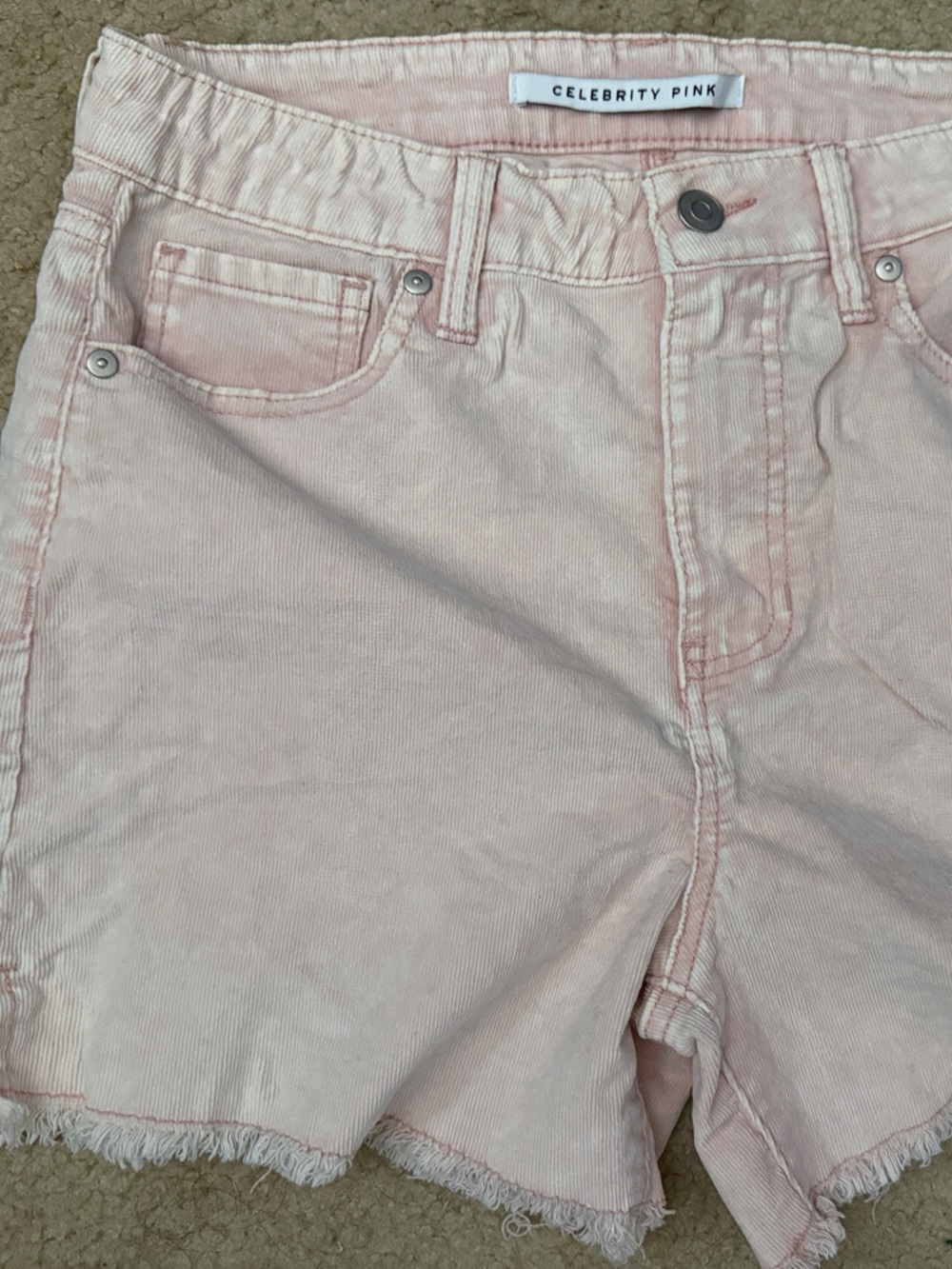 Celebrity Pink Pale Pink Frayed Denim Shorts